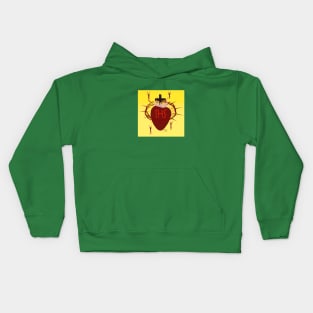 Sacred Heart of Jesus with Christogram on Yellow Kids Hoodie